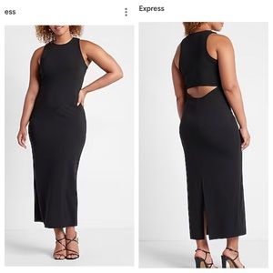 Express Body Contour High Neck Back Cutout Maxi Dress